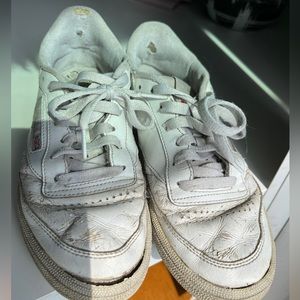 Well worn white Reebok’s. Women US 7